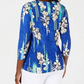 JM Collection Women's Printed Jacquard Top Blue Size Petite S/M