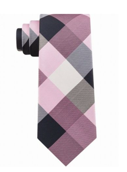 Tommy Hilfiger Men's Bold Plaid Silk Tie Pink Size One Size
