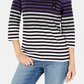 Karen Scott Women's Striped Colorblocked Top Purple Size Petite Medium