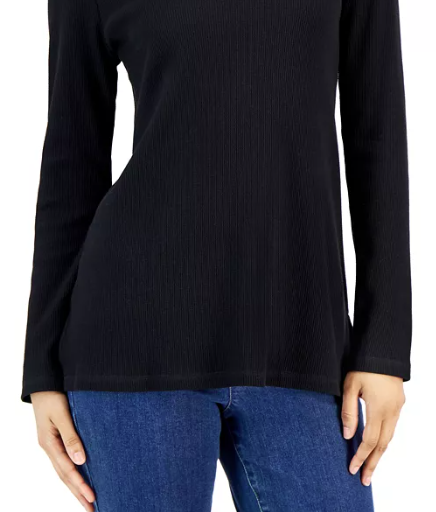 Karen Scott Women's Sport Cowl Neck Top Black Size X-Large