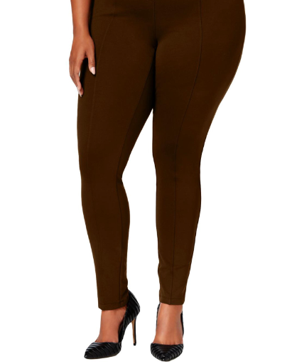Style & Co Women's Plus Size Seamed Ponte Leggings Brown Size 16W
