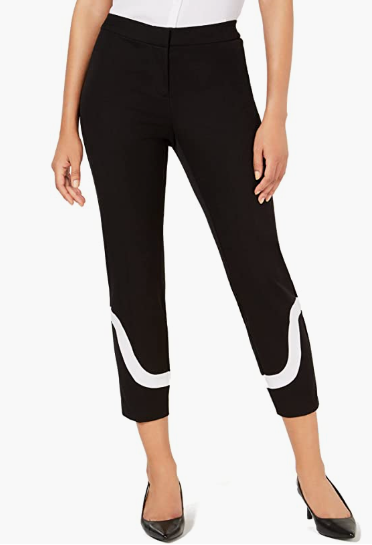 Alfani Women's Colorblocked Ankle Pants Black Size 10 Petite