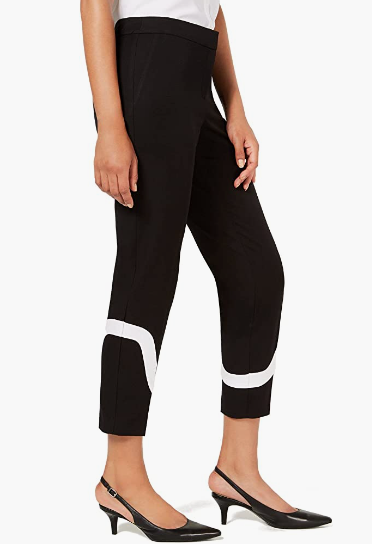 Alfani Women's Colorblocked Ankle Pants Black Size 10 Petite