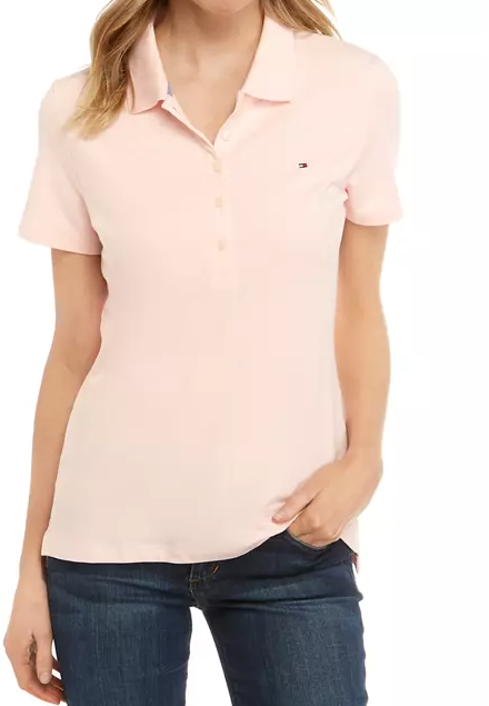 Tommy Hilfiger Women's Core Polo Shirt Pink Size Large