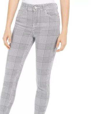 Indigo Rein Women's Houndstooth High Waist Jeans Gray Size W24-L27