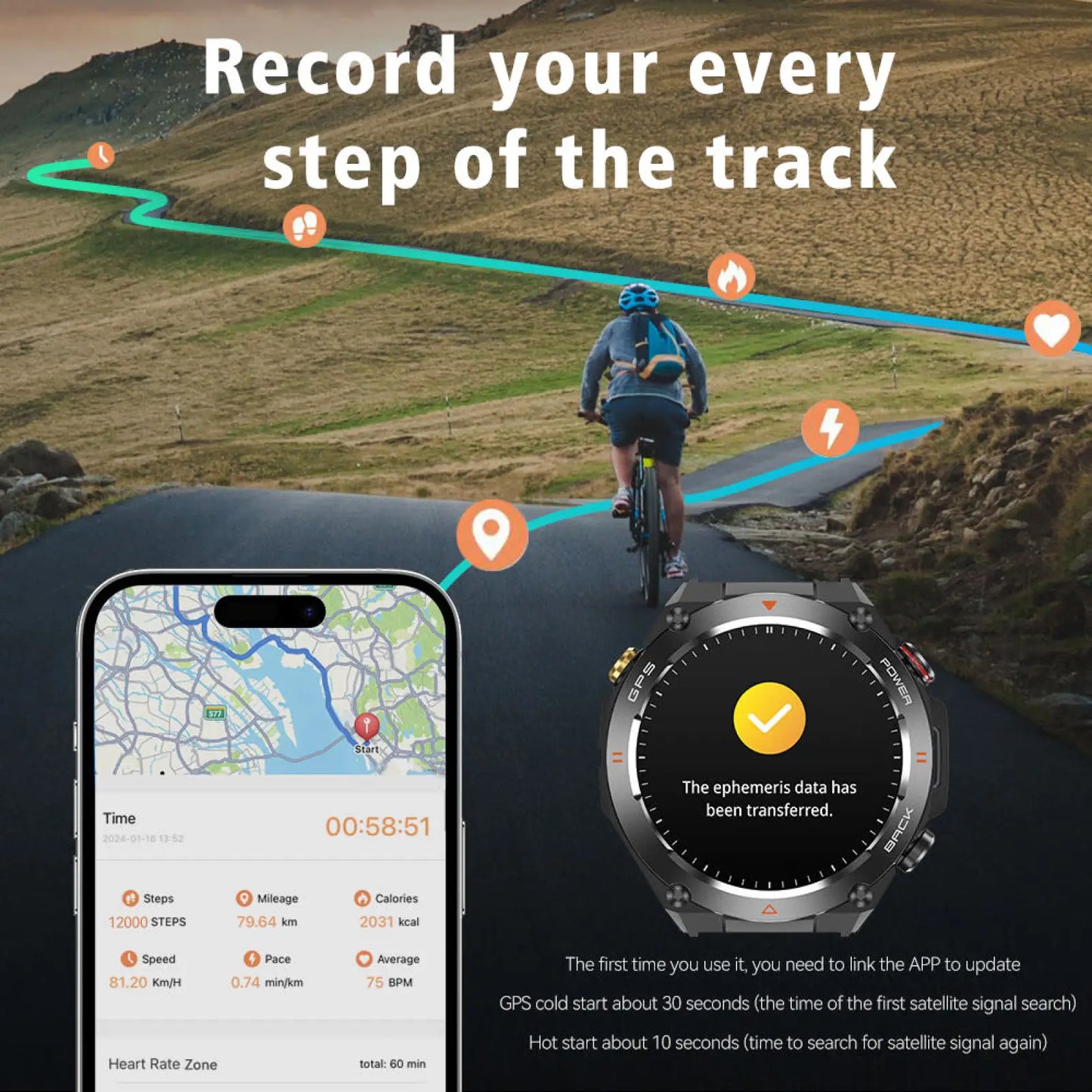 Senbono Rugged Gps Smartwatch with Altimeter and Compass