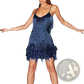 Sequin Feather Tassel v Neck Party Mini Dress