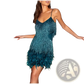 Sequin Feather Tassel v Neck Party Mini Dress