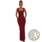 Sequin Square Neck Bodycon Maxi Sling Dress