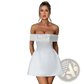 Sequined Off-the-shoulder White Bodycon Mini Dress