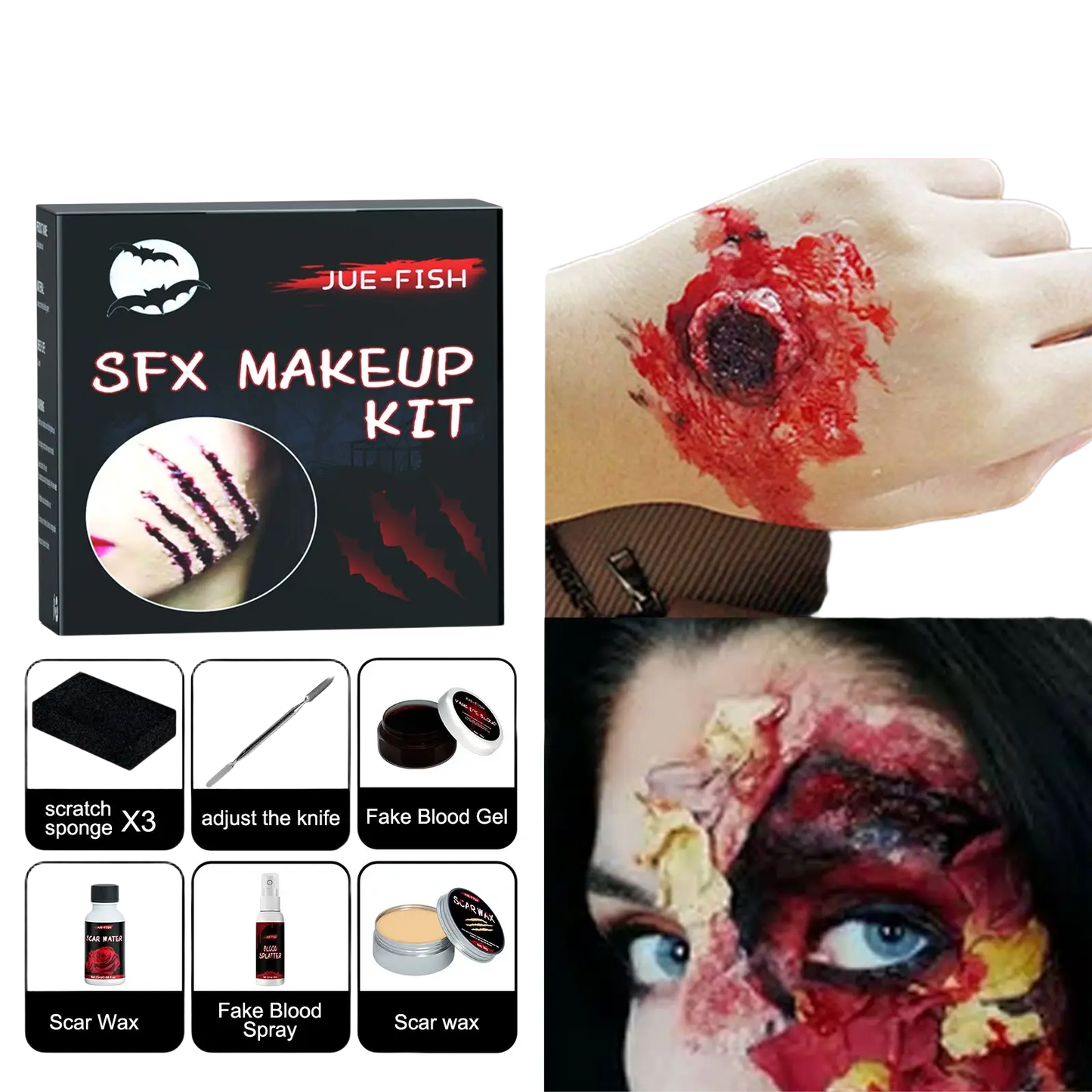 Sfx Halloween Makeup Kit with Scar Wax and Fake Blood