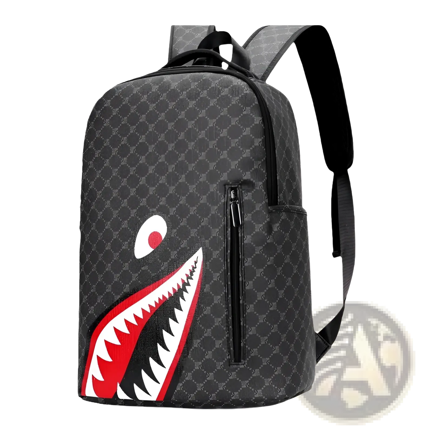 Shark Backpack Large Capacity Geometric Business Pu Bag
