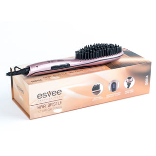 Esvee Professional Hair Bristle Straightener - Ceramic Heating Hair Straightener Brush with Anti-Frizz Technology, Auto-Off and 30s Heat-Up