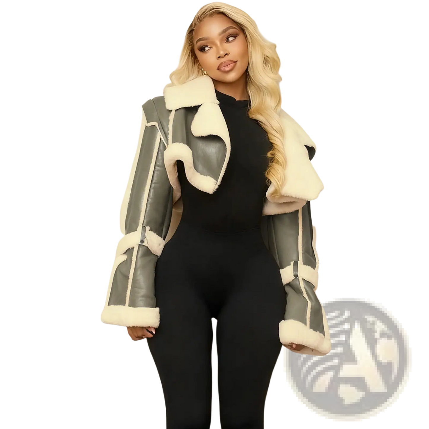 Shearling Leather Short Jacket for Women