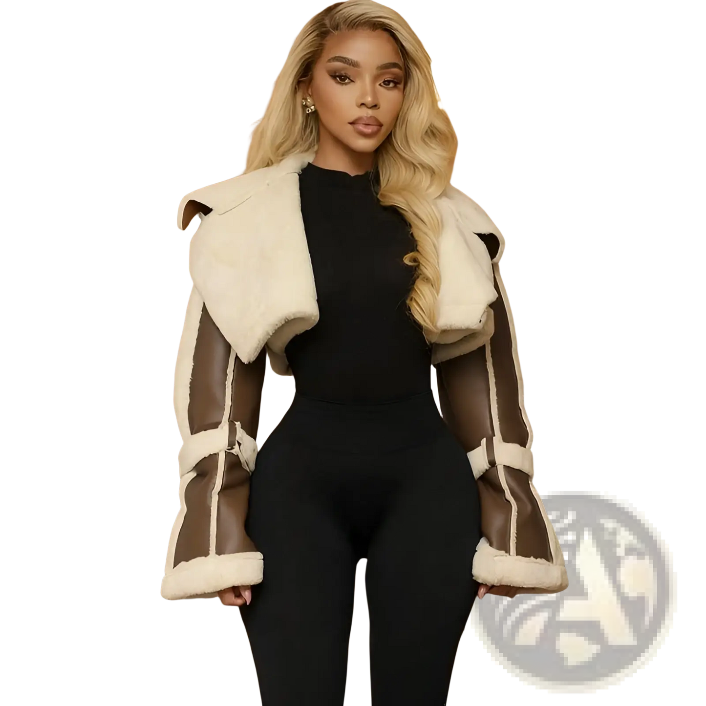 Shearling Leather Short Jacket for Women
