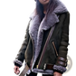 Shearling Lined Suede Bomber Jacket with Leather Trim