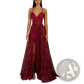 Shimmering v Neck High Slit Maxi Evening Gown