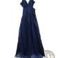 Shimmering v Neck High Slit Maxi Evening Gown
