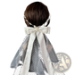 Short Bridal Veil with Satin Bow and Silver Hair Comb