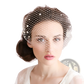 Short Pearl Beaded Mesh Bridal Veil with Gold Hair Comb