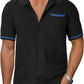Men's Beige Hollow Knit Short Sleeve Cardigan Shirt