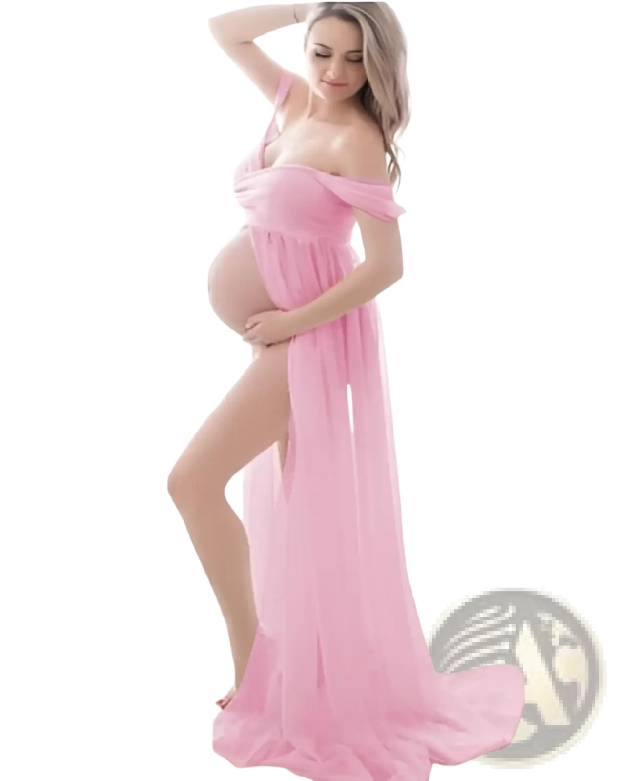 Off the Shoulder Chiffon Maternity Gown for Photoshoots