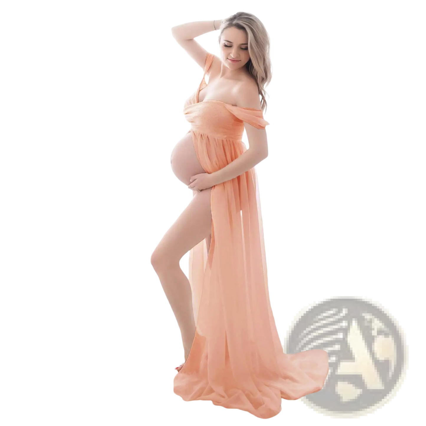 Off the Shoulder Chiffon Maternity Gown for Photoshoots