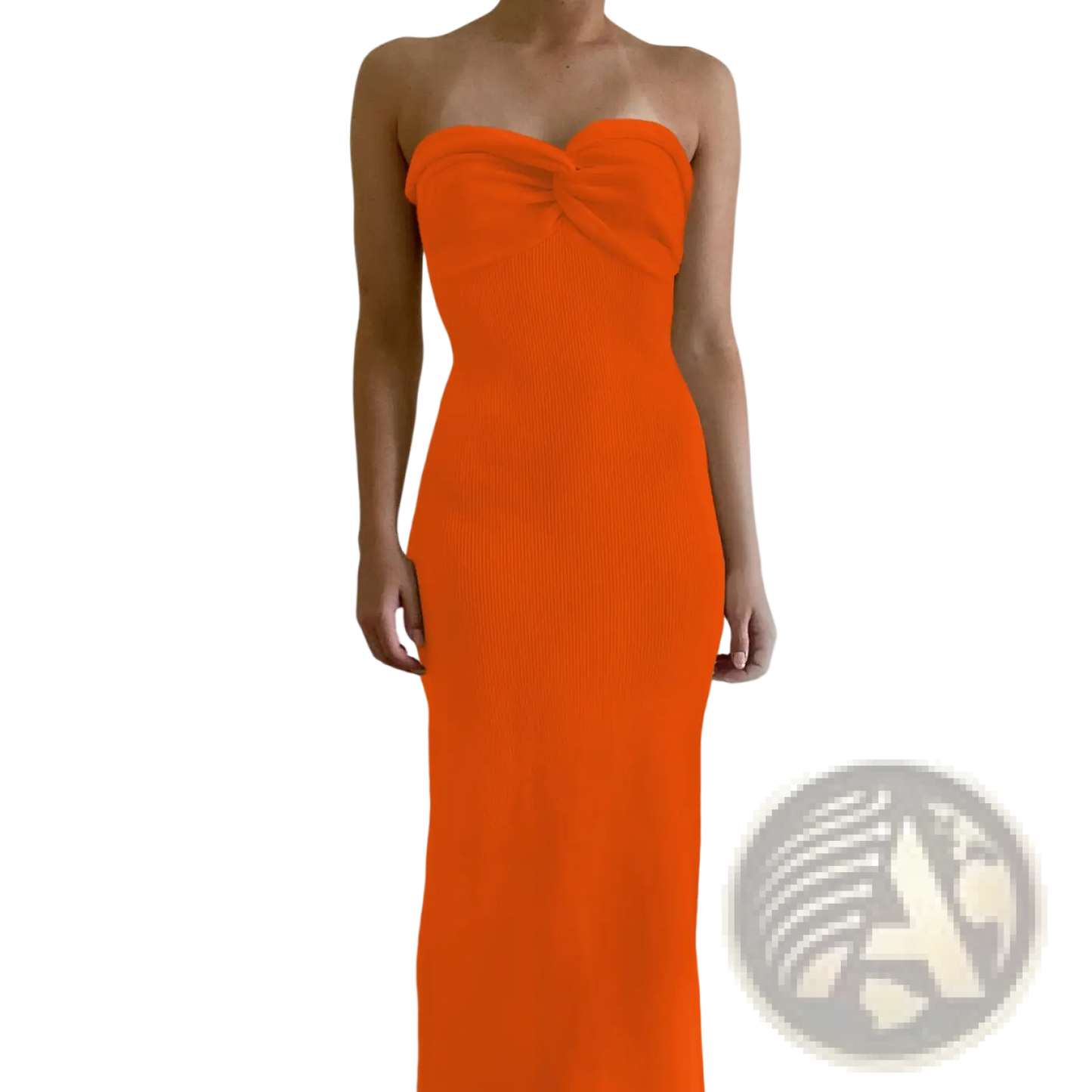 Off Shoulder Knotted Ribbed Knit Midi Dress