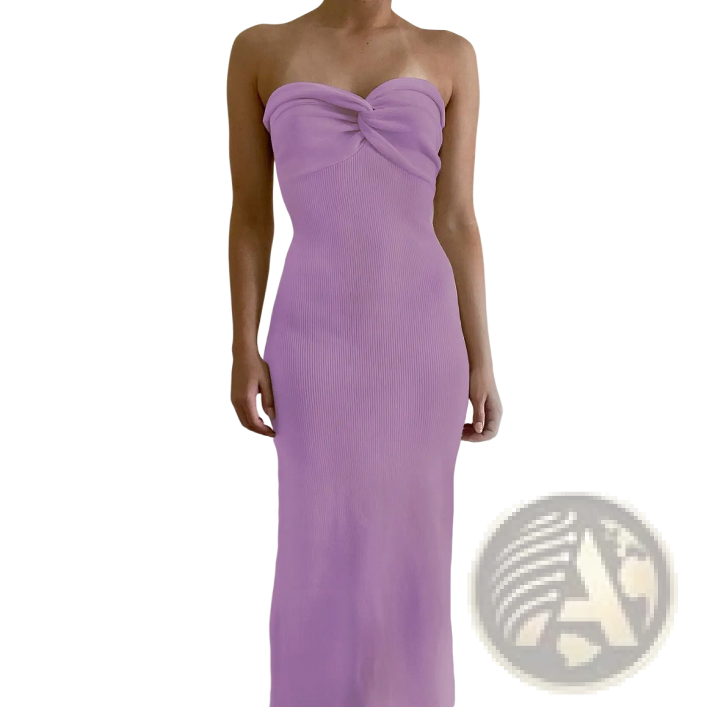 Off Shoulder Knotted Ribbed Knit Midi Dress