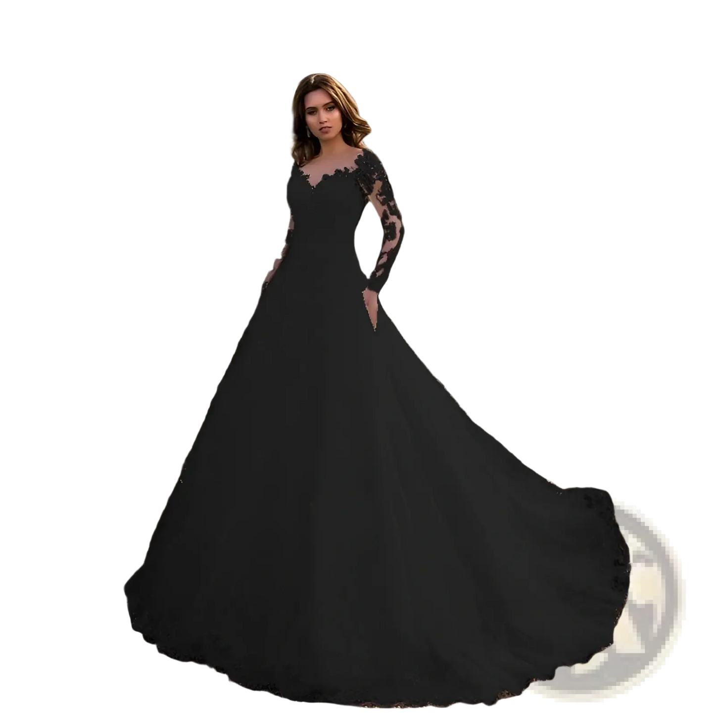 Off Shoulder Lace Long Sleeve Bridal Wedding Gown