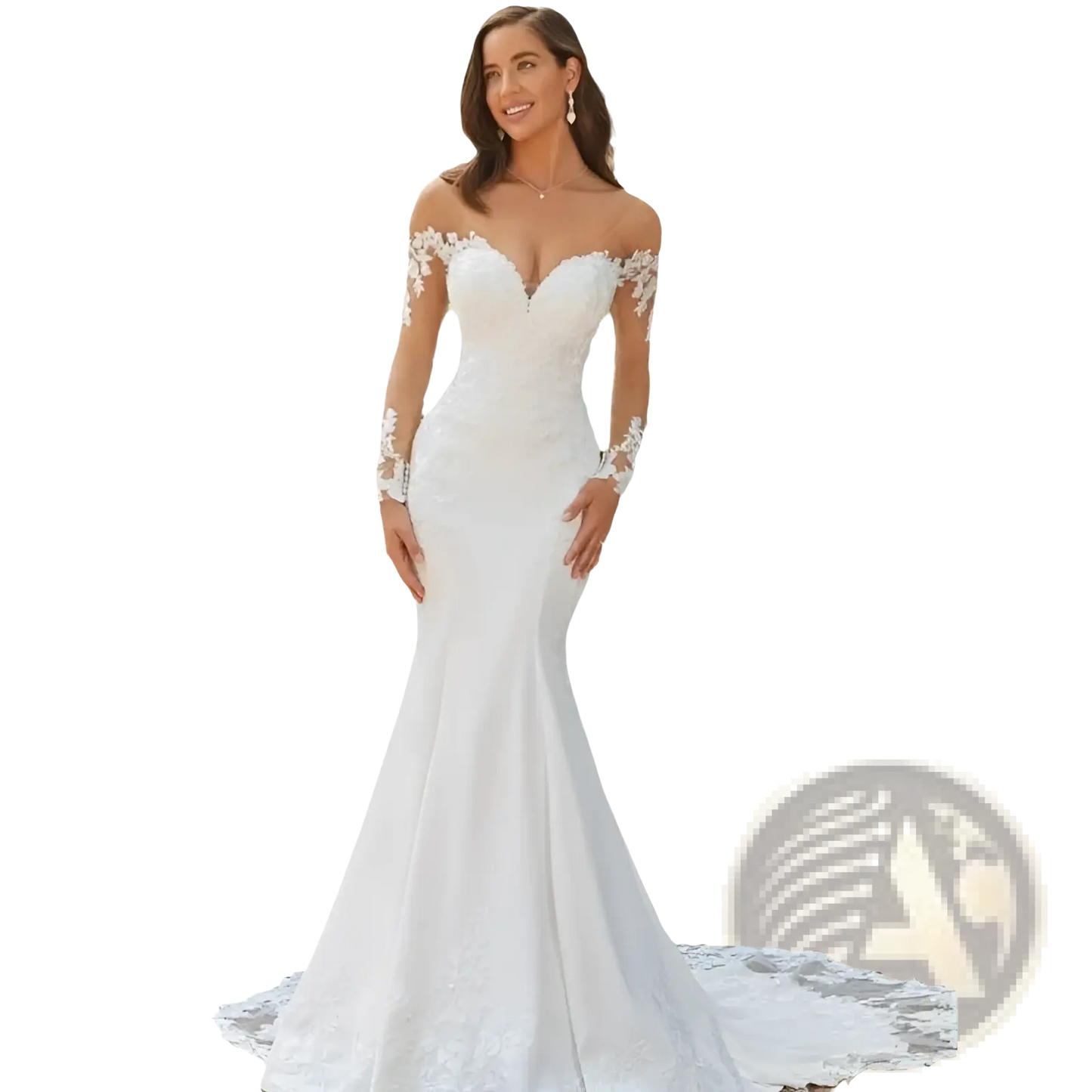 Off the Shoulder Lace Mermaid Wedding Dress with Train
