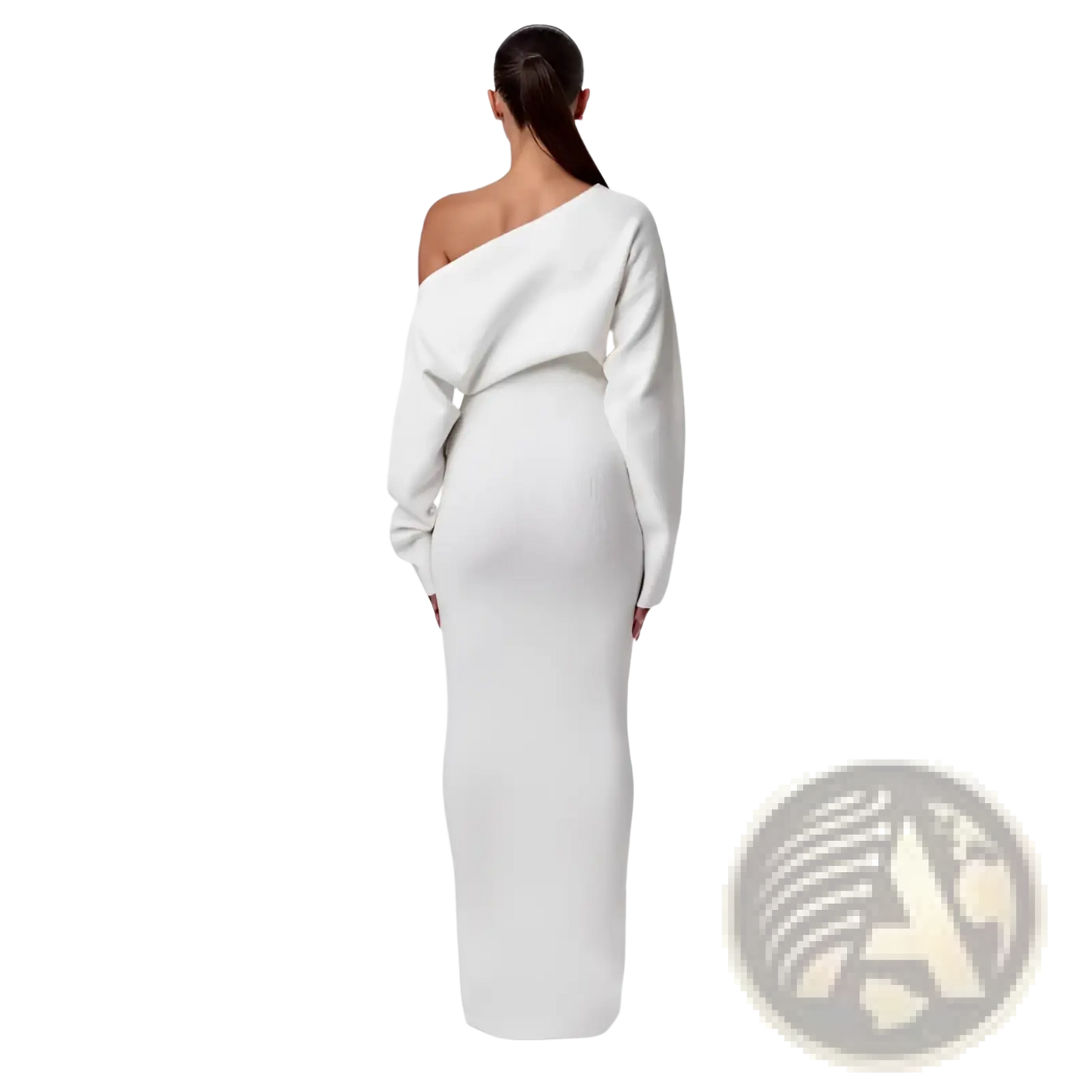 Off Shoulder Long Sleeve Knitted Bodycon Maxi Dress