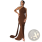 One Shoulder Mermaid Backless Train Dress
