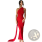 One Shoulder Mermaid Backless Train Dress