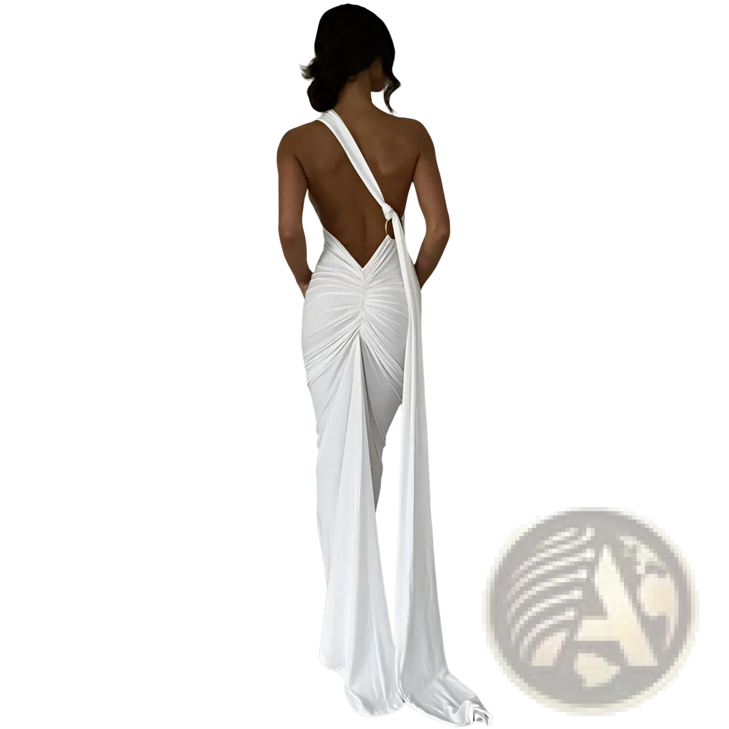 One Shoulder Mermaid Backless Train Dress