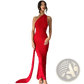 One Shoulder Mermaid Backless Train Dress