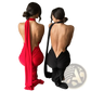 One Shoulder Mermaid Backless Train Dress