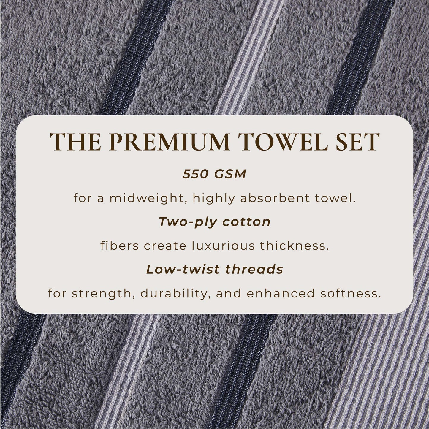 Decorative Cotton Stripe Bath Towel Set - Noelle Collection