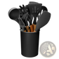 Silicone Cooking Utensil Set 11pc with Wood Handles