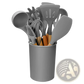 Silicone Cooking Utensil Set 11pc with Wood Handles