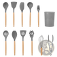 Silicone Cooking Utensil Set 11pc with Wood Handles