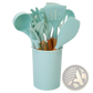Silicone Cooking Utensil Set 11pc with Wood Handles