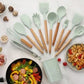Silicone and Wood Heat Resistant Cooking Utensil Set