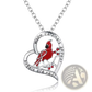 Silver Cardinal Heart Engraved Pendant Necklace