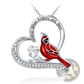Silver Cardinal Heart Engraved Pendant Necklace
