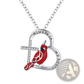 Silver Cardinal Heart Engraved Pendant Necklace