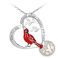 Silver Cardinal Heart Engraved Pendant Necklace