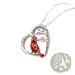Silver Cardinal Heart Engraved Pendant Necklace