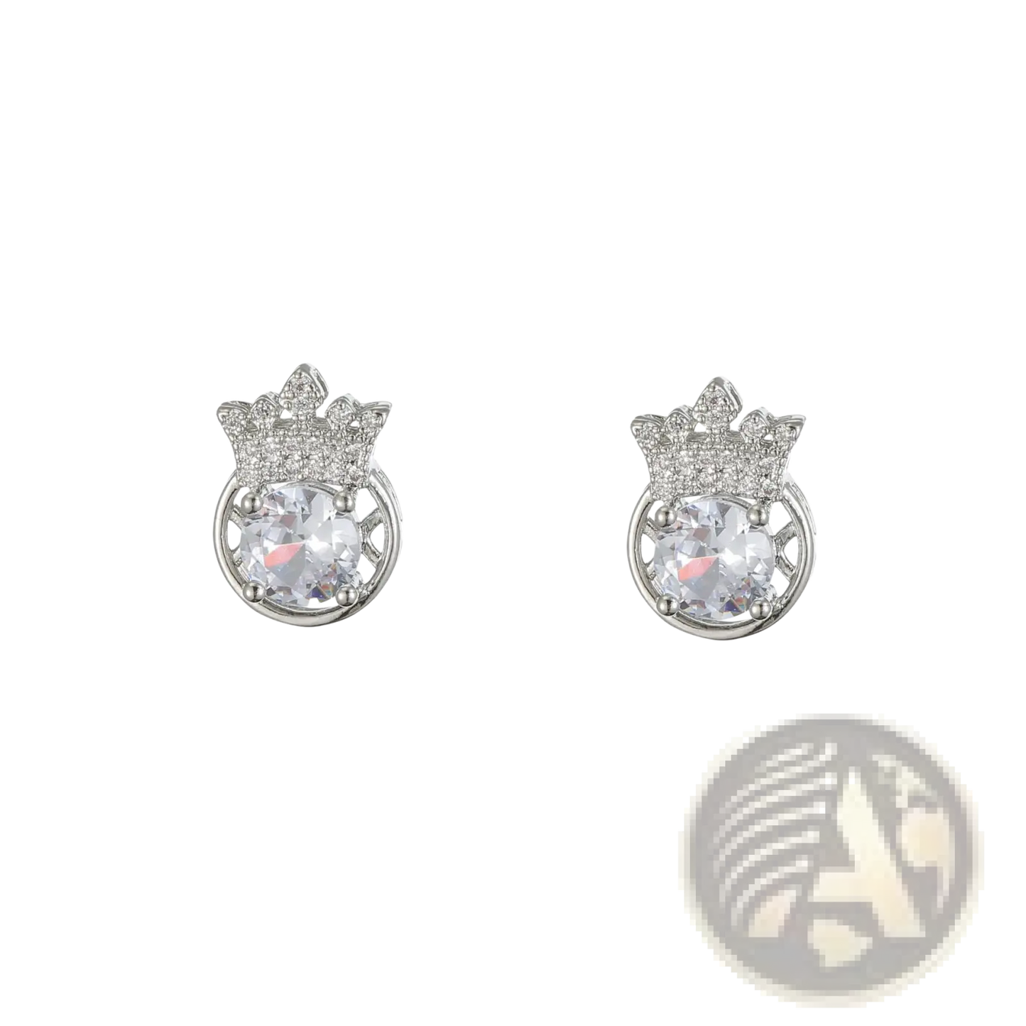 Silver Crown Zircon Necklace and Earring Jewelry Set