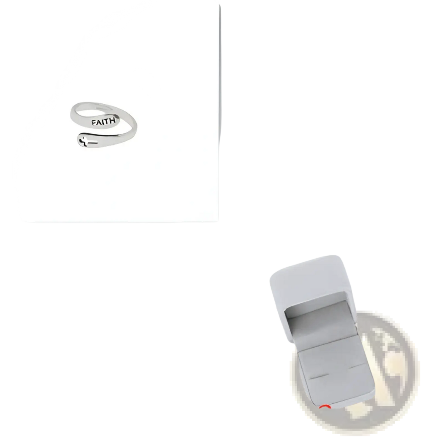 Silver Faith Cross Wrap Ring with Adjustable Band